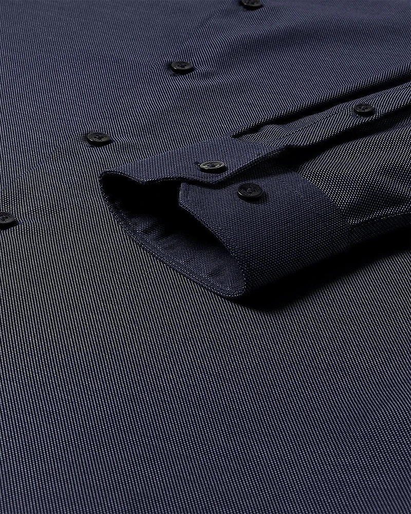 Chemise Habillée à Coupe Ajustée en Dobby Deux Tons