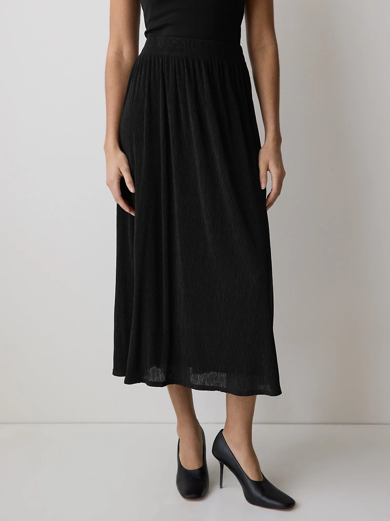 High-Rise Flare Midi Skirt