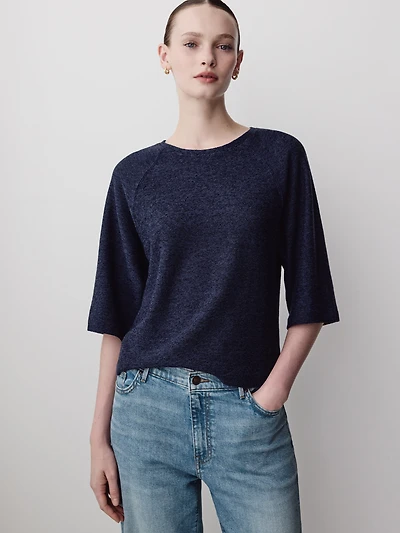 Long-Raglan-Sleeve Crew-Neck Top