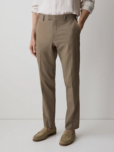 Pantalon de Complet Beige Foncé à Coupe Étroite