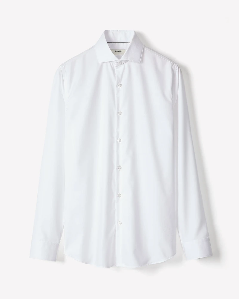 Slim Fit White Twill Dress Shirt