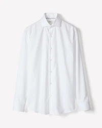 Slim Fit White Twill Dress Shirt