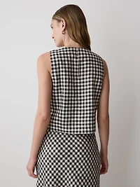 Sleeveless Crew-Neck Linen-Blend Blouse