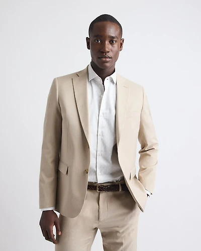 Slim-Fit Beige Suit Blazer