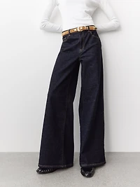 Dark-Wash High-Rise Ultra-Wide-Leg Jeans