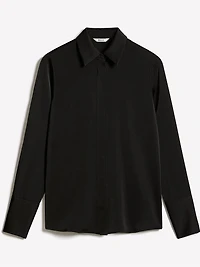 Satin Long-Sleeve Buttoned-Down Blouse
