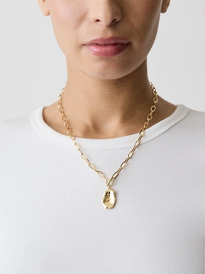 Stainless Steel Necklace with Organic Pendant