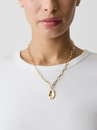 Stainless Steel Necklace with Organic Pendant