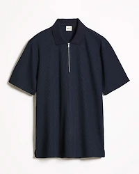 Short-Sleeve Ribbed Half-Zip Polo