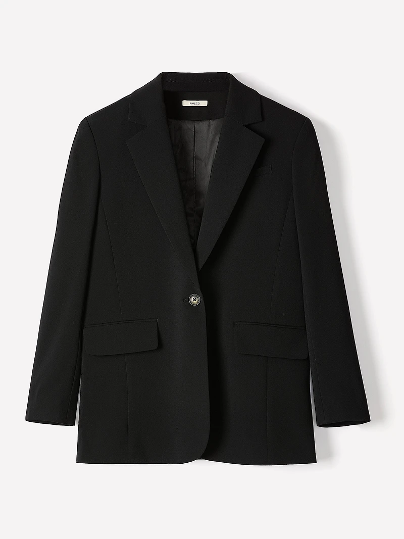 Veston Coupe Décontractée Noir à Boutonnage Simple