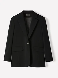 Veston Coupe Décontractée Noir à Boutonnage Simple