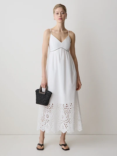 Robe Maxi à Oeillets Sans Manches Col en Coeur