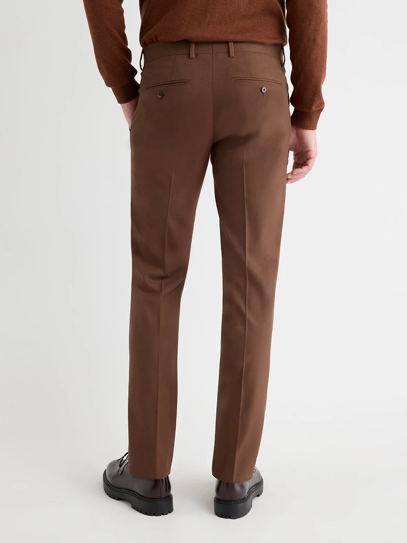 Pantalon en Sergé Brossé Argile à Coupe Étroite
