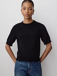 Short-Sleeve Mock-Neck Sweater