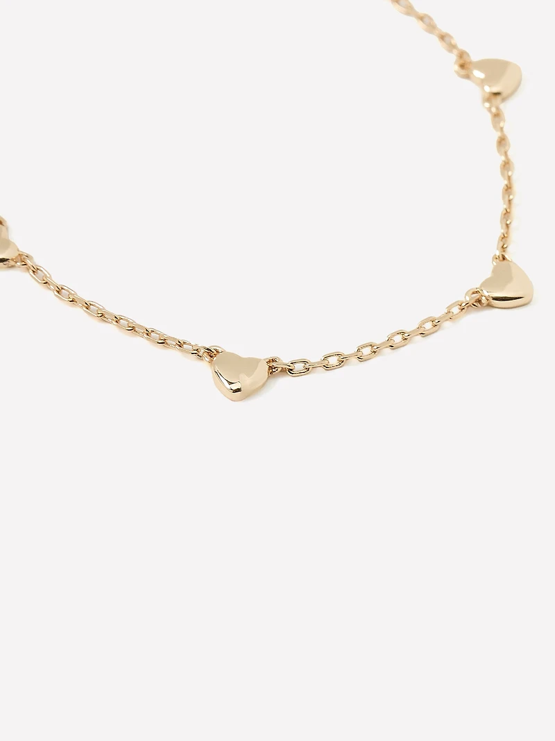 Bracelet en Chaîne Délicate avec Coeurs