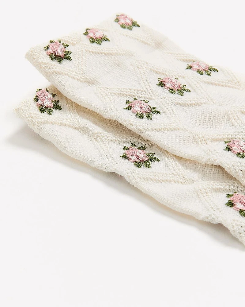 Crew Socks with Floral Pattern