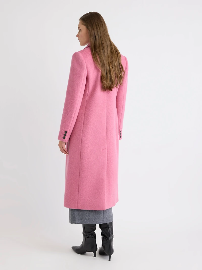 Wool-Blend Long Double-Breasted Coat