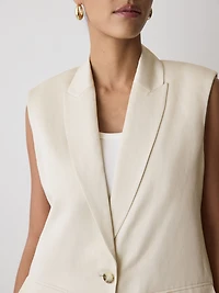 Veste Longue Sans Manches en Sergé