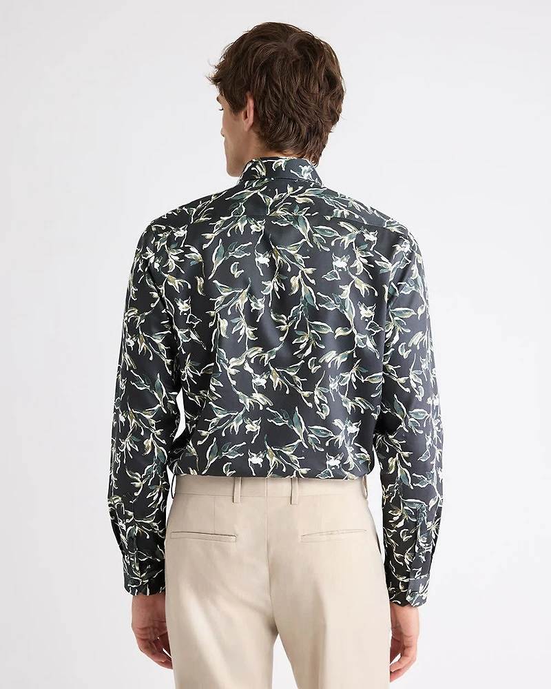 Chemise Habillée à Coupe Ajustée Motif Floral Aquarelle