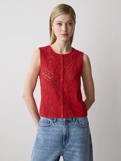 Buttoned-Down Crochet Tank Top