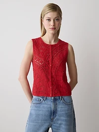 Buttoned-Down Crochet Tank Top