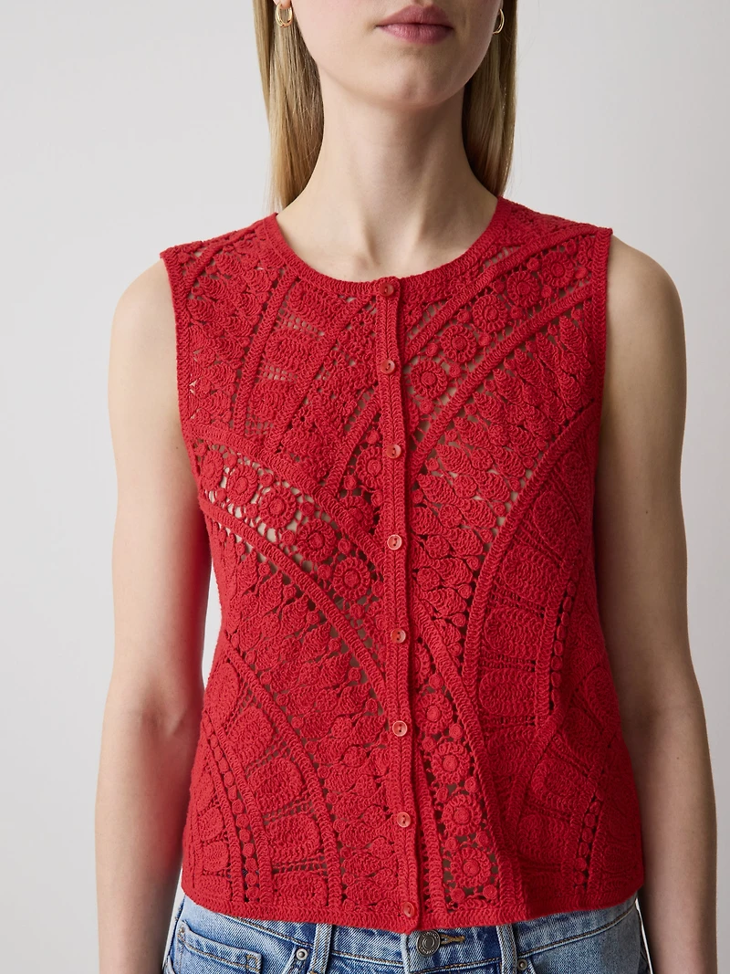 Camisole à Boutonner en Tricot Crocheté