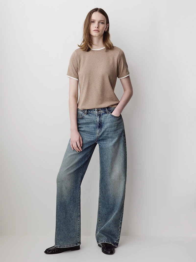 Short-Sleeve Crew-Neck Ribbed Basic Tee