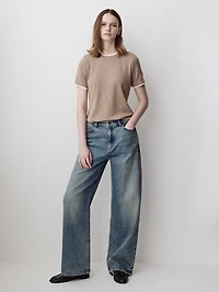 Short-Sleeve Crew-Neck Ribbed Basic Tee