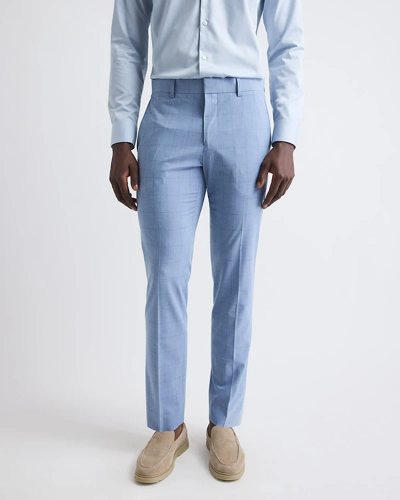 Slim-Fit Sky Blue Windowpane Suit Pant