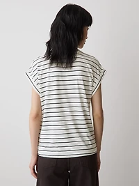 Striped Extended-Sleeve Crew-Neck Tee