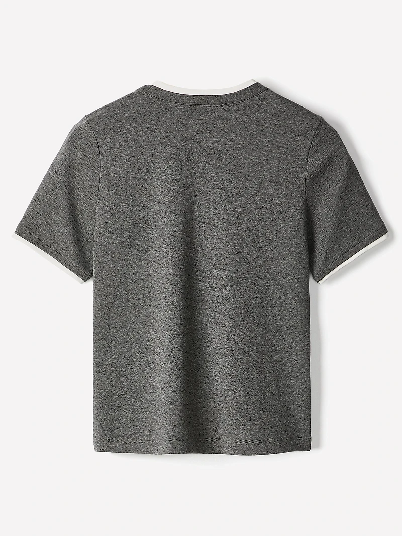 Short-Sleeve Crew-Neck Ribbed Basic Tee