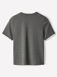 Short-Sleeve Crew-Neck Ribbed Basic Tee