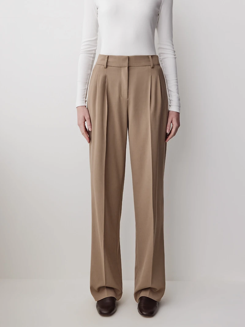 Pantalon à Taille Haute et Jambe Large