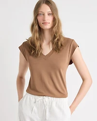 T-Shirt Classique à Manches Courtes et Col V