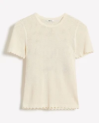 Short-Sleeve Crew-Neck Textured-Knit Sweater