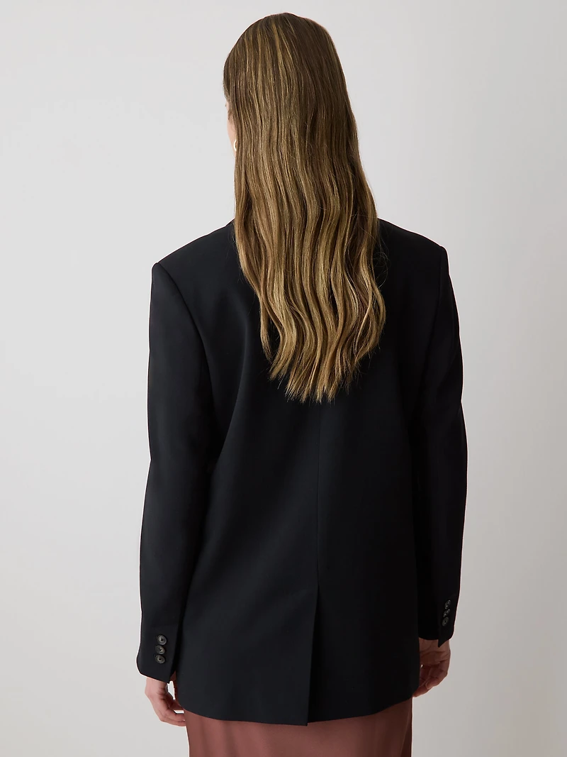 Veston Coupe Décontractée Noir à Boutonnage Simple