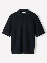 Textured Short-Sleeve Polo Sweater