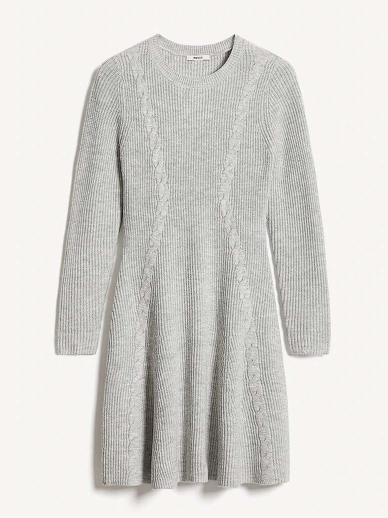 Long-Sleeve Crew-Neck Mini Sweater Dress