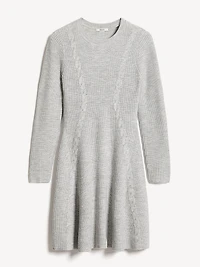 Long-Sleeve Crew-Neck Mini Sweater Dress