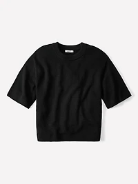 Wool-Blend Short-Sleeve Crew-Neck Sweater