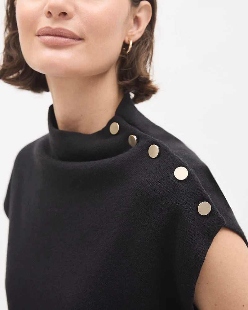 Pull Sans Manches à Col Montant avec Boutons l'Épaule