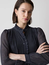 Long-Sleeve Mock-Neck Buttoned-Down Midi Dress