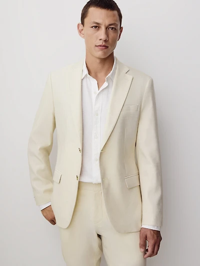 Slim Fit Stretch Linen Suit Blazer