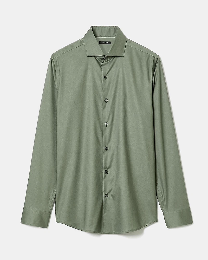 Slim-Fit Solid Sateen Dress Shirt