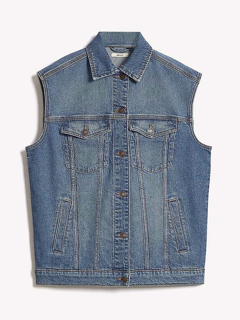 Veste Sans Manches Ample en Denim