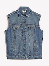 Veste Sans Manches Ample en Denim
