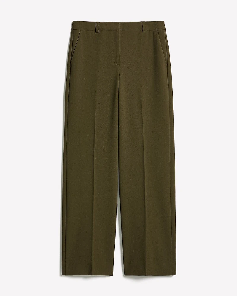 Pantalon en Sergé Épais à Taille Mi-Haute et Jambe Large