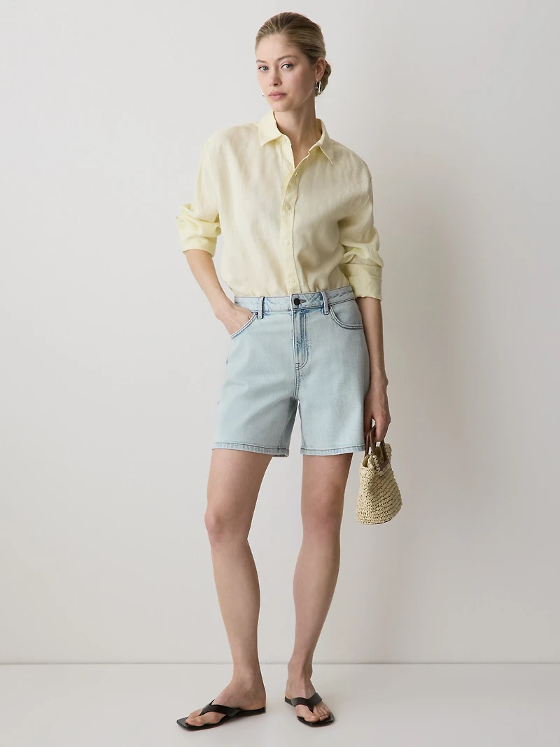 Short en Denim à Taille Haute