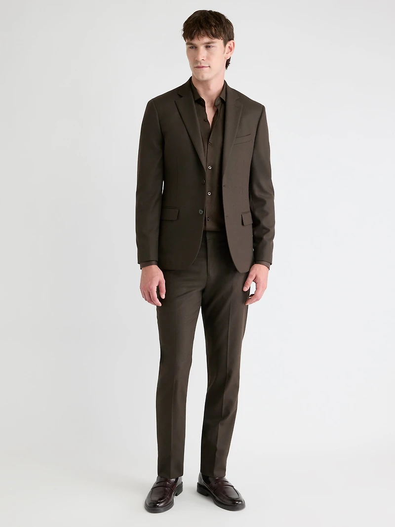 Slim-Fit Dark Brown Brushed Twill Blazer