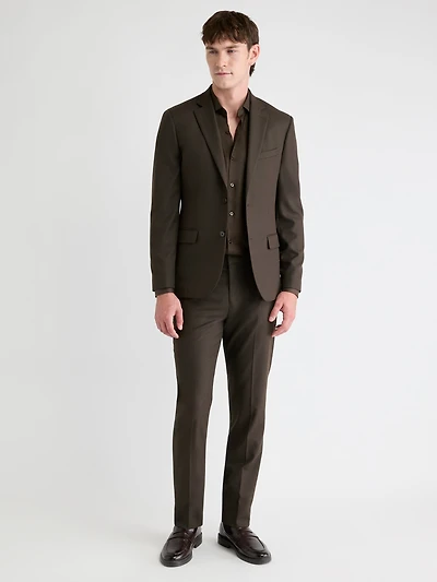 Slim-Fit Dark Brown Brushed Twill Blazer